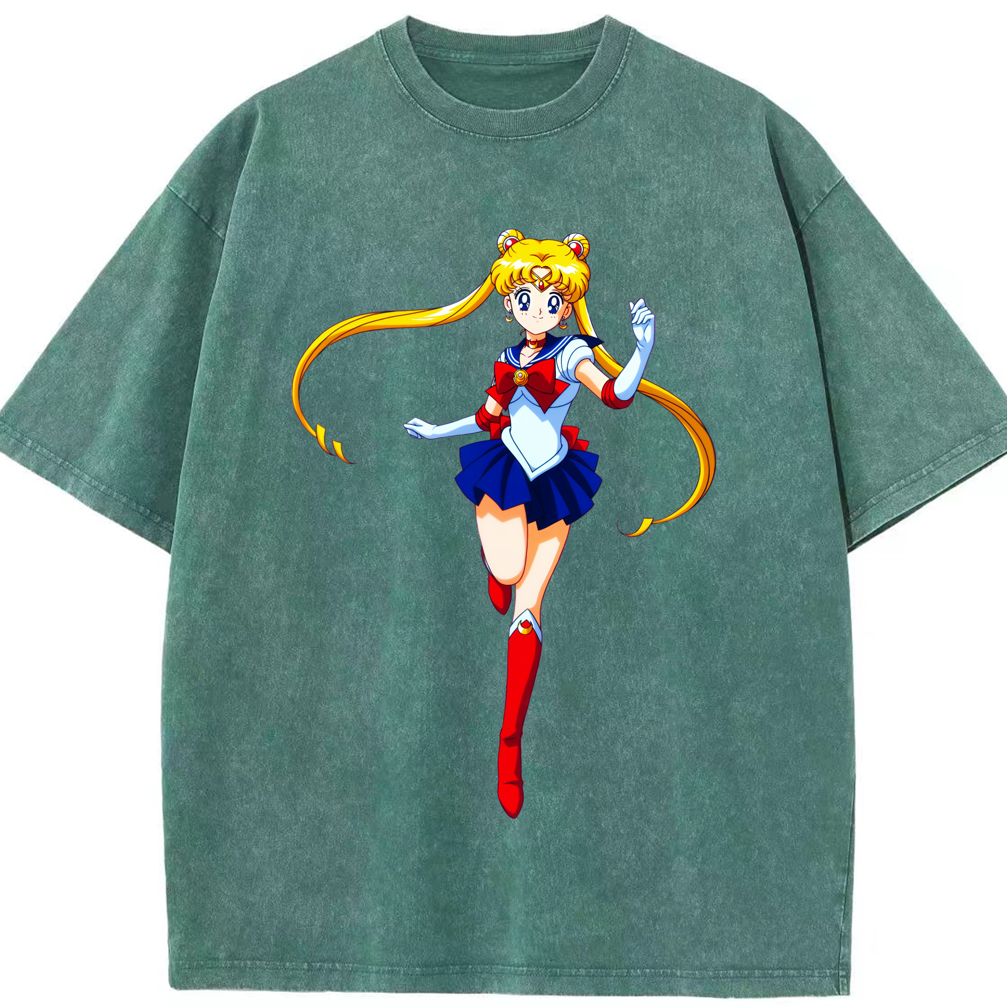 （画像用） 美少女戦士セーラームーン 月野 うさぎ つきの うさぎ Sailor Moon Tsukino Usagi 綿100% ヴィンテージ風 半袖Tシャツ（フロントプリント）